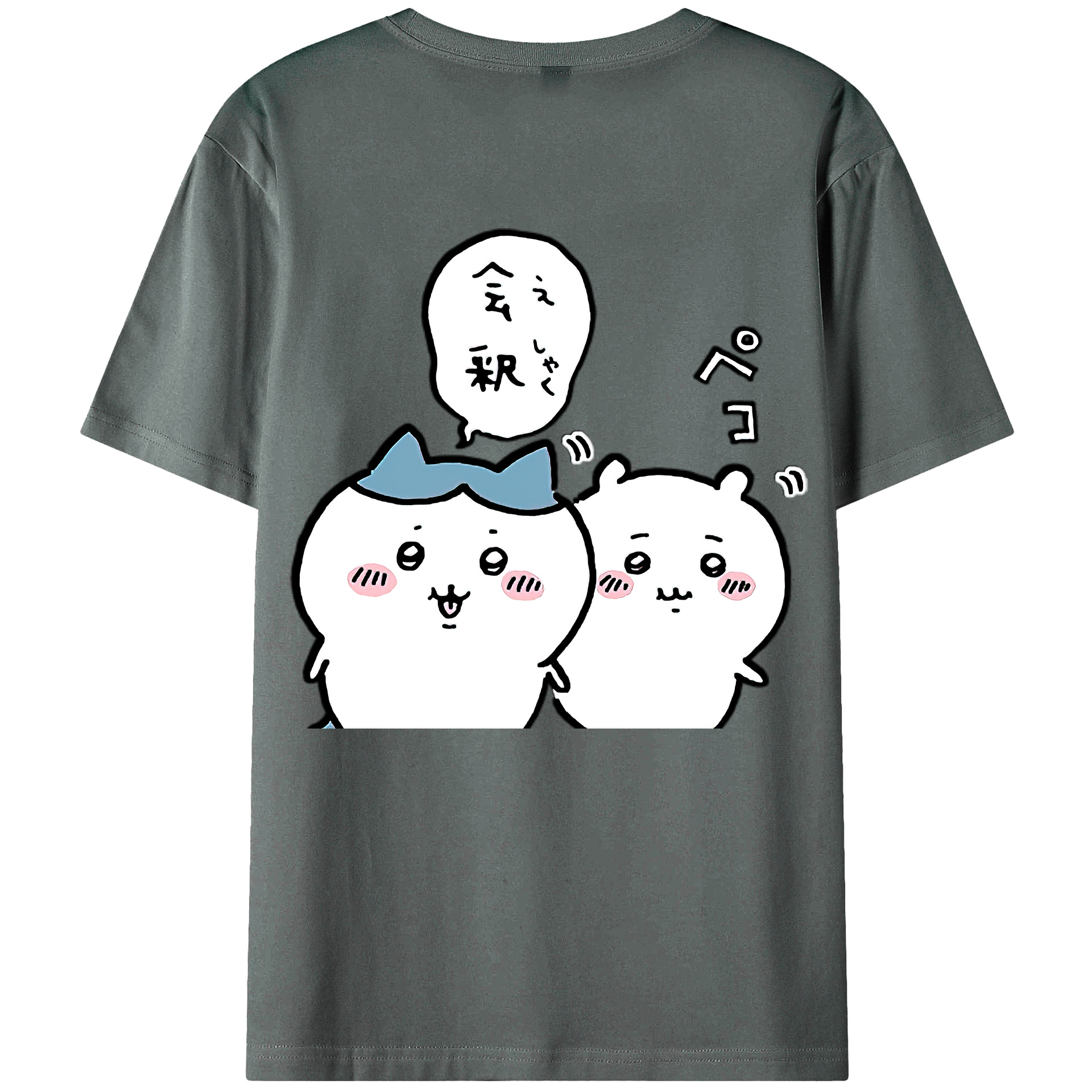 （画像用） ちいかわ ハチワレ Chii-kawa hachiware 綿100％ メンズ半袖Tシャツ（バックプリント） 通気性